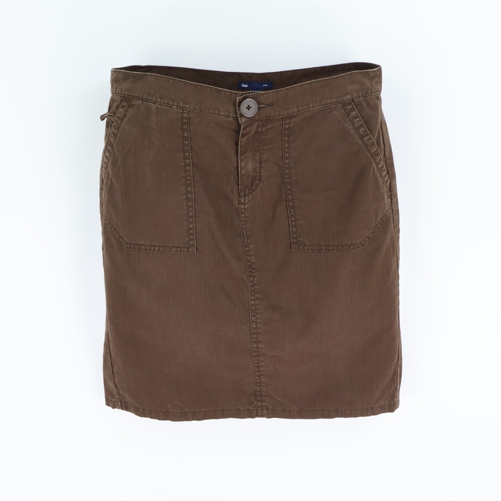 Gap Short Pencil Skirt Womens Size 4 Dark Brown 100% Cotton Pockets